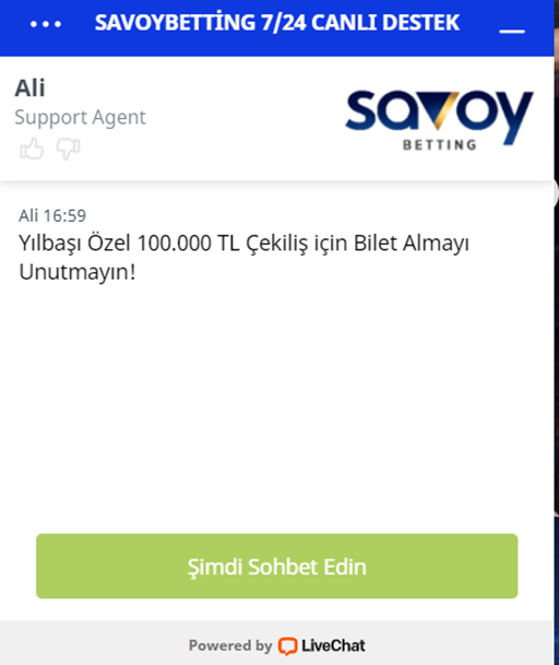 savoybetting Canlı Desteği Çalışıyor